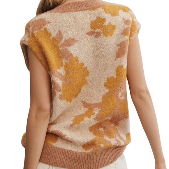 Anthropologie Maeve NWT V-Neck Loopy Floral Sweater Vest Oversized Size XS - Picture 5 of 10